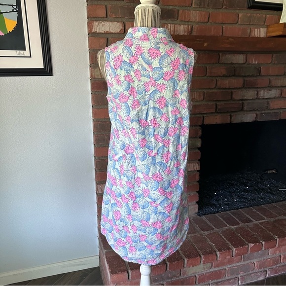Vineyard Vines Linen Pineapple Print Sleeveless Shirt Dress Sz 8 - Picture 6 of 9